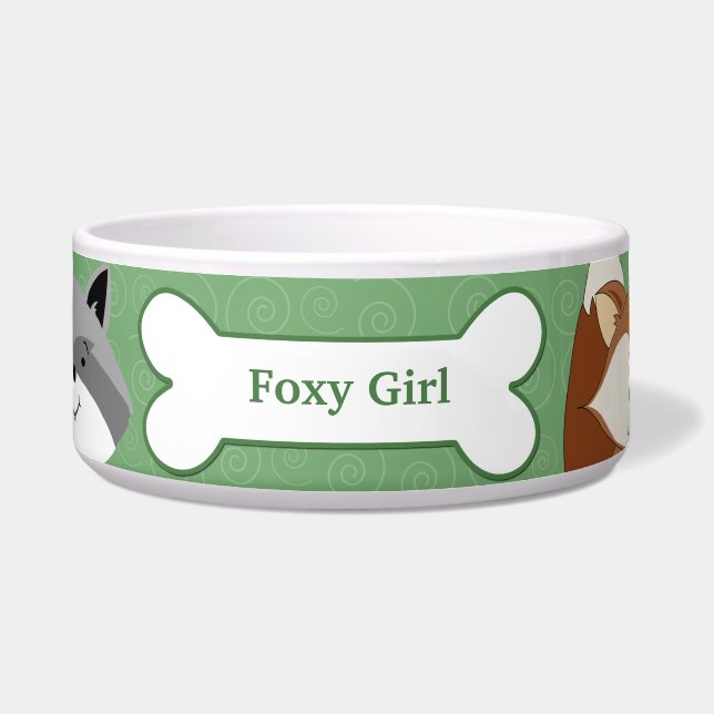 Tigela de Comida de Pet Dog Personalizada da Fox e (Frente)