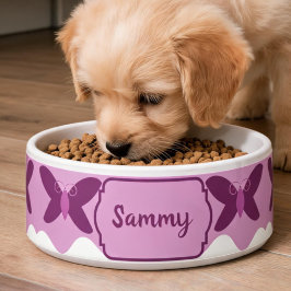 Tigela de comida para animais de estimação rosa em
