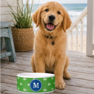 Tigela de comida para cachorro monograma verde cos