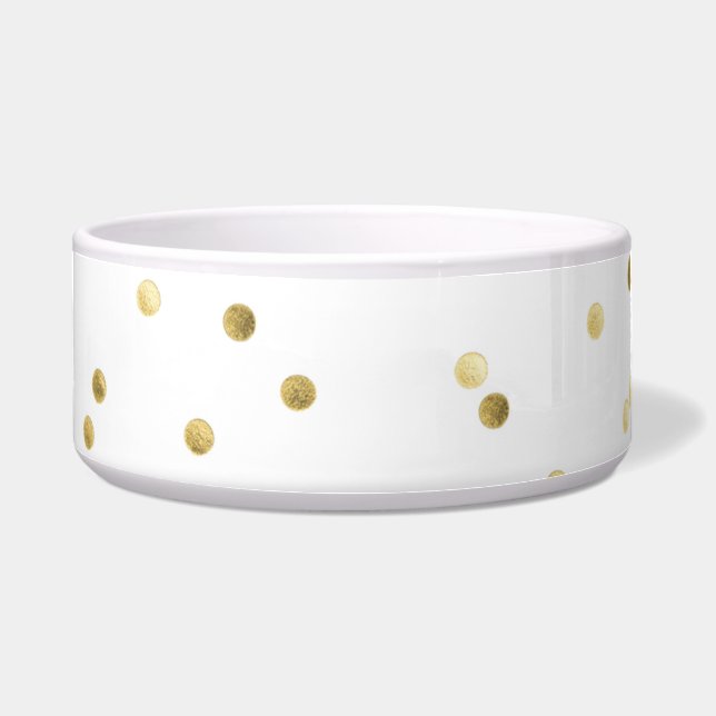 Tigela de comida para cães com purpurina dourada e (Frente)