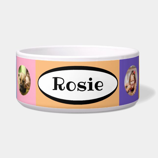 Tigela de comida para cães de cerâmica xadrez - HA (Frente)