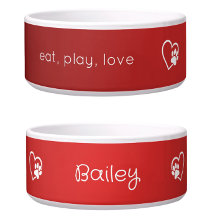 Tigela de comida para cães personalizada Red Eat P
