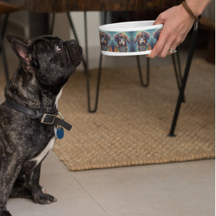 Tigela de comida para cão hippie retrô Groovy Dach