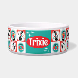 Tigela de comida para gatos natalina retrô persona