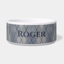 Tigela de comida para pet com look argyle cinza e 