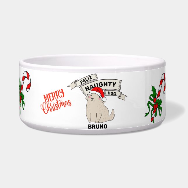 Tigela de Comida Personalizada para Pet Natal Nome (Frente)