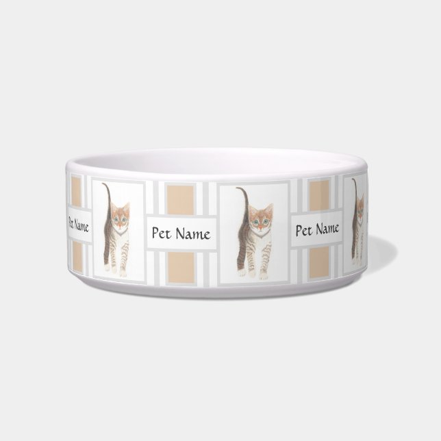 Tigela de Gato Listrado Com Texto (Frente)