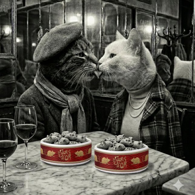 Tigela de Gato Personalizada com Esmalte Rubi La S (Kisses and Mice are very nice.)