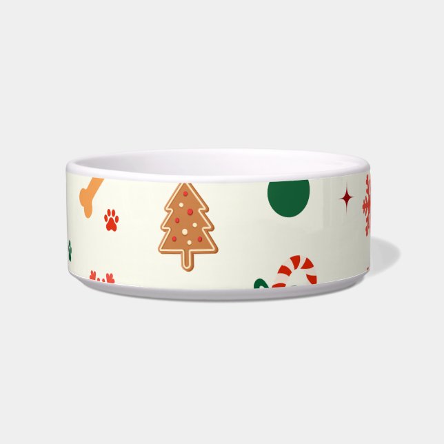 Tigela de Natal Divertida para Cães – Ossos de Pão (Frente)