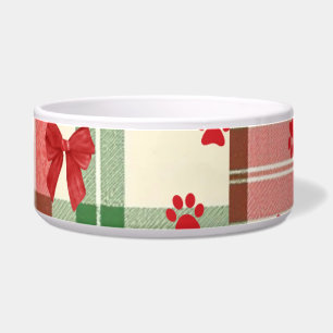 Tigela de Natal Rústica para Gatos – Vermelho e Ve