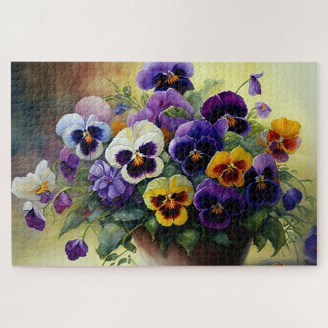 Tigela de Pansies Jigsee Quebra-cabeça (Horizontal)