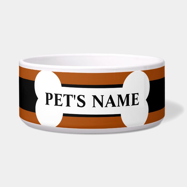 Tigela de Pet com Design de Osso Personalizado (Frente)