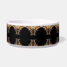 Tigela de Pet com Flores Decorativas Douradas