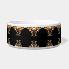 Tigela de Pet com Flores Decorativas Douradas