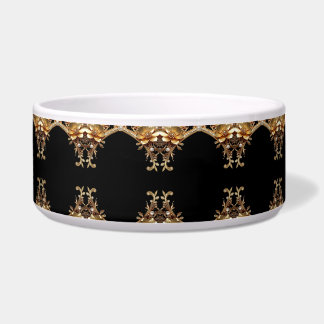 Tigela de Pet com Flores Decorativas Douradas