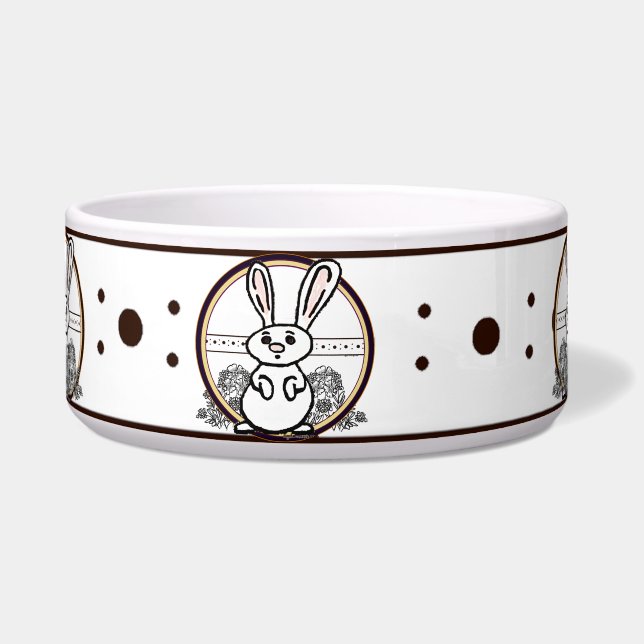 Tigela de Pet Grande Branca Bunny (Frente)
