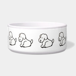 Tigela de Pet para Cães Sentados Cartoon Engraçado