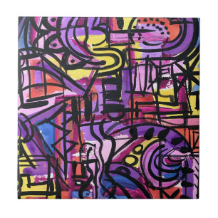 Tigela de Soco-Arte Abstrata Ousada Colorida Pinta