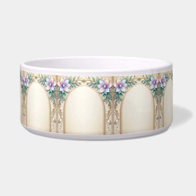 Tigela Decorative Floral Frame with Pearls Pet Bowl (Esquerda)