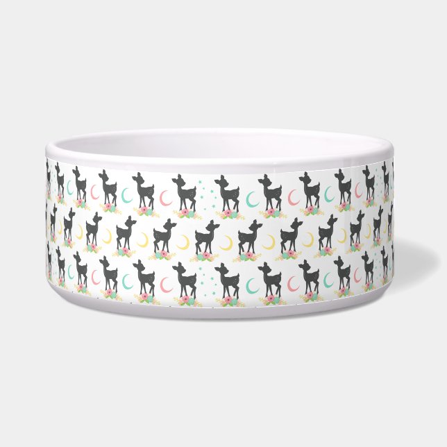 Tigela Deer Pattern, Baby Deer, Boho, Flores, Lua (Frente)