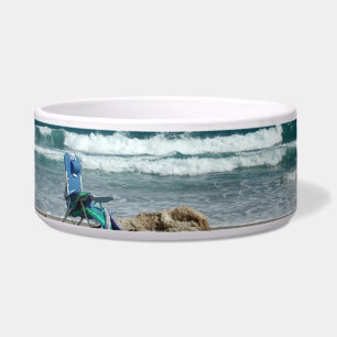 Tigela Desejando eu estava na praia com meu cão