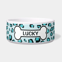 Desenho de impressão de leopardo azul com osso e n