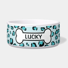 Tigela Desenho de impressão de leopardo azul com osso e n