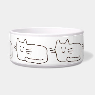 Tigela Desenho de linha de gatos simples de desenho anima