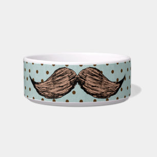 Tigela Desenho do bigode e bolinhas engraçados de Brown