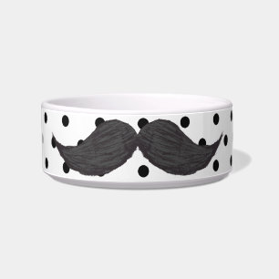 Tigela Desenho engraçado do bigode e bolinhas pretas
