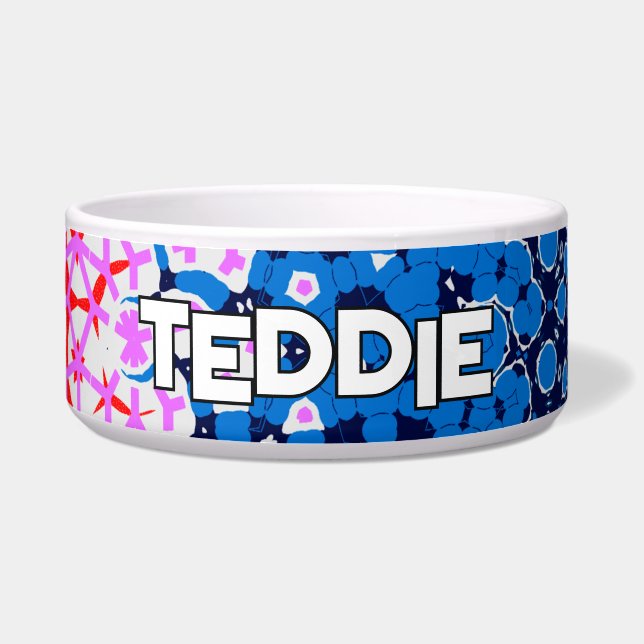 Tigela Design caleidoscópico azul e rosa (Frente)