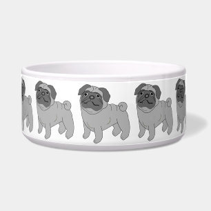 Tigela Design cinzento do cão do Pug