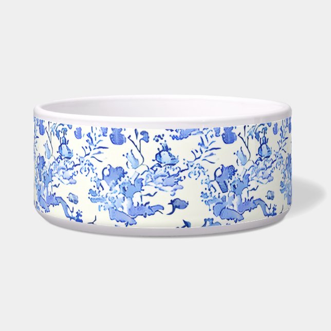 Tigela Design de Toile Francês - Floral Azul e Branco (Frente)