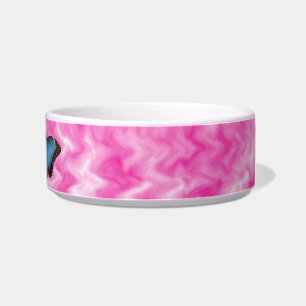 Tigela Destino azul Monogrammed do teste padrão do rosa d