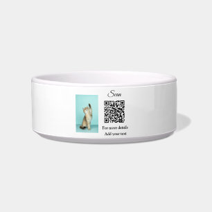 Tigela Detalhes simples do nome do animal QR código adici