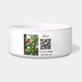 Tigela Detalhes simples do nome do animal QR código adici