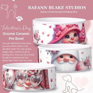 Tigela Dia de os namorados Gnome Cerâmica Pet Bowl