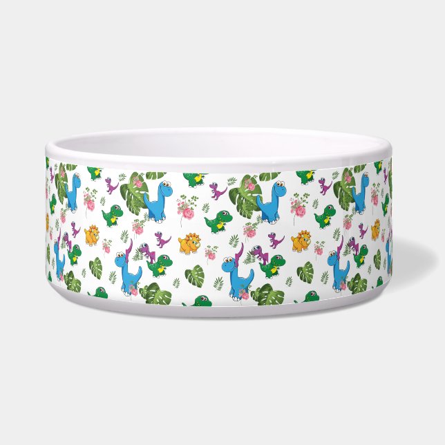 Tigela Dinossauro engraçado, folhas (Frente)