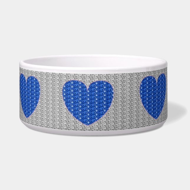 Tigela Dob Bowl Silver Blue Heart Glitter (Frente)