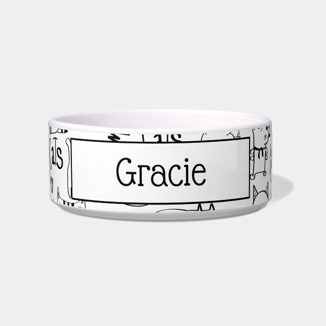 Tigela Dodles de gato, Gatinhos preto e branco engraçados (Frente)