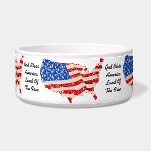Tigela Dog Bowl EUA Flag Deus abençoe América