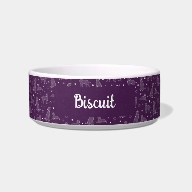 Tigela Dog Constellation Purple & White Pattern Monogram (Frente)