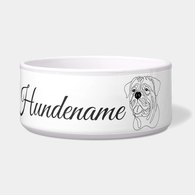 Tigela Dogue de Bordeaux Line Art personalized bowl (Frente)