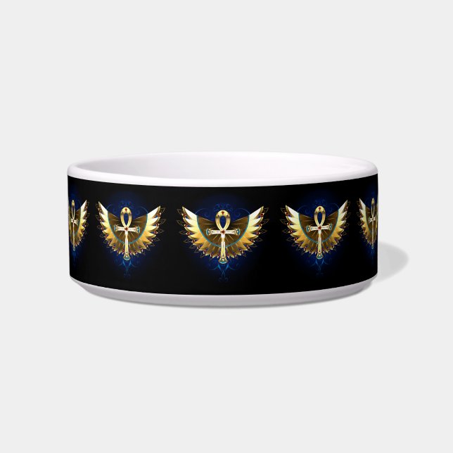 Tigela Dourada Ankh com Asas (Frente)