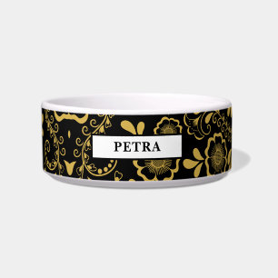 Tigela Dourado Chic e Floral Preto