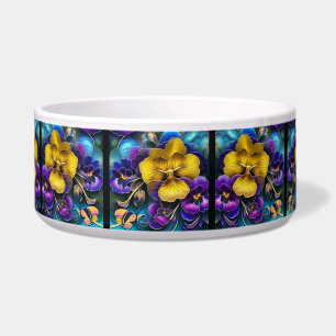 Tigela Dourado e Roxo Pansy Patch