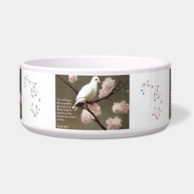 Tigela "Dove de Paz Perfeita" Isaiah 26:3 Plantador Cerâm (Frente)