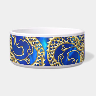 Tigela Dragão Dourado embutido no Impressão Satin Azul