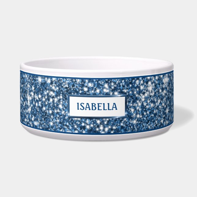 Tigela Efeito de Textura Brilho Azul Falso Com Nome Perso (Frente)