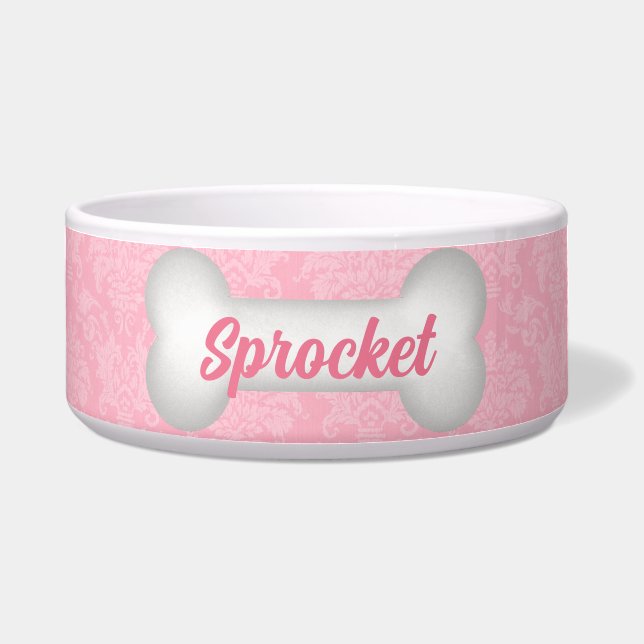 Tigela Elegância Clássica a Rosa para Animais de Companhi (Frente)